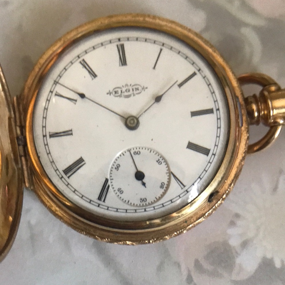 Very Rare 135yr. Elgin Antique GF Fancy Case Gents Hunter’s Pocket Watch! Runs!!